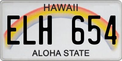 HI license plate ELH654