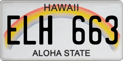 HI license plate ELH663