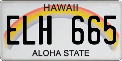 HI license plate ELH665