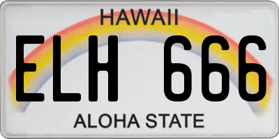HI license plate ELH666