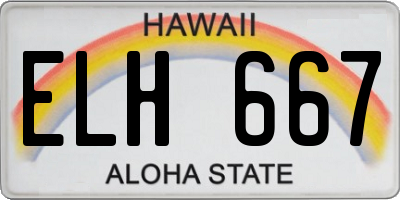 HI license plate ELH667