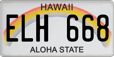 HI license plate ELH668
