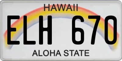 HI license plate ELH670
