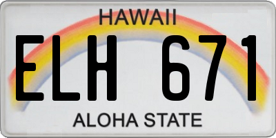 HI license plate ELH671