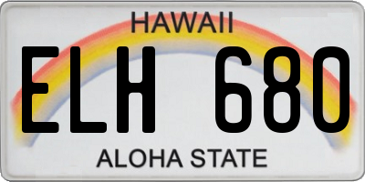 HI license plate ELH680