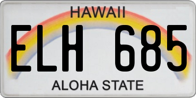 HI license plate ELH685