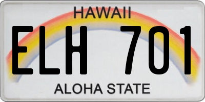 HI license plate ELH701
