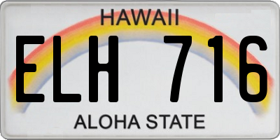 HI license plate ELH716