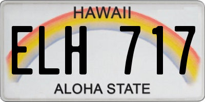 HI license plate ELH717