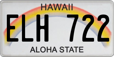 HI license plate ELH722