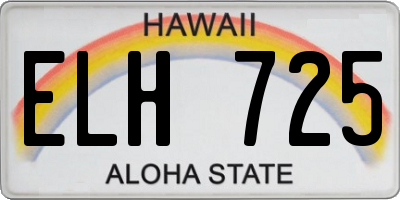 HI license plate ELH725