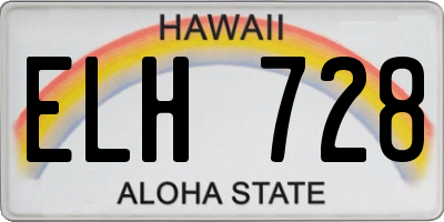 HI license plate ELH728