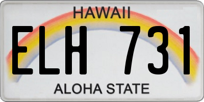 HI license plate ELH731