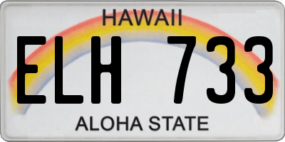 HI license plate ELH733