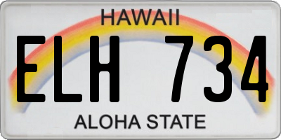 HI license plate ELH734