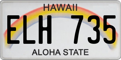 HI license plate ELH735