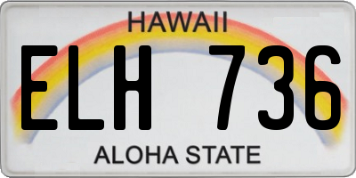 HI license plate ELH736