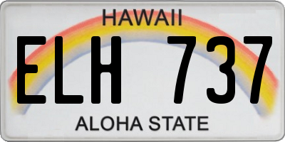 HI license plate ELH737