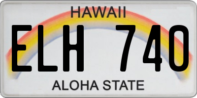 HI license plate ELH740