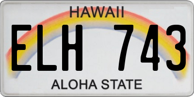 HI license plate ELH743