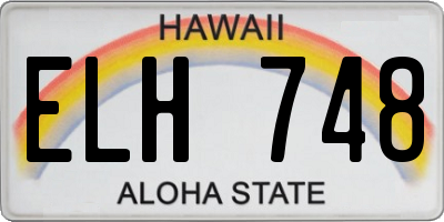 HI license plate ELH748