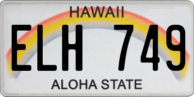 HI license plate ELH749