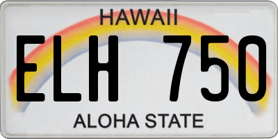 HI license plate ELH750