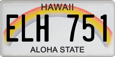 HI license plate ELH751