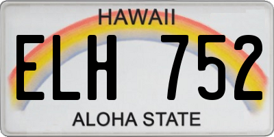 HI license plate ELH752