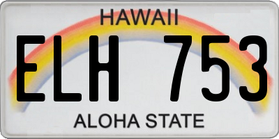 HI license plate ELH753
