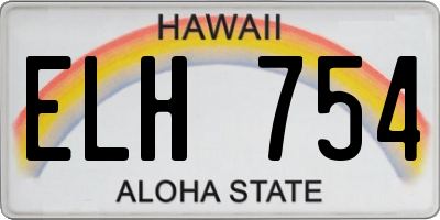 HI license plate ELH754