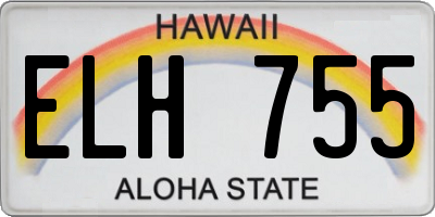 HI license plate ELH755