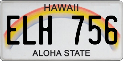 HI license plate ELH756