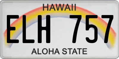 HI license plate ELH757