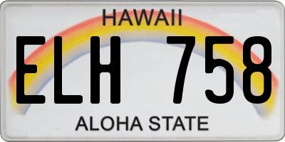HI license plate ELH758