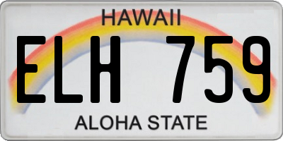 HI license plate ELH759