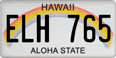 HI license plate ELH765