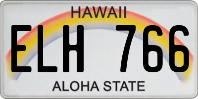 HI license plate ELH766