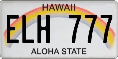 HI license plate ELH777
