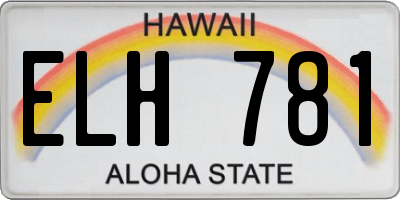 HI license plate ELH781