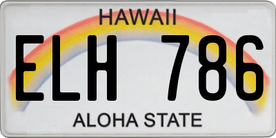 HI license plate ELH786