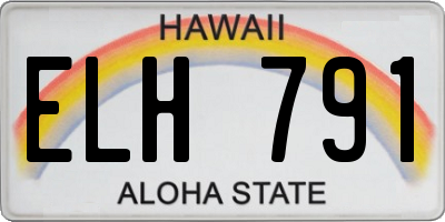 HI license plate ELH791