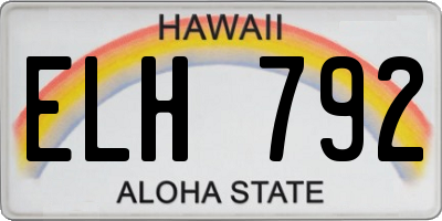HI license plate ELH792