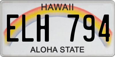 HI license plate ELH794