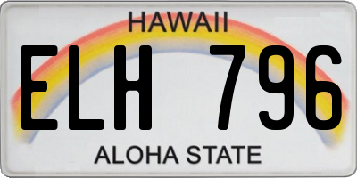 HI license plate ELH796