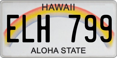 HI license plate ELH799