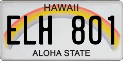 HI license plate ELH801
