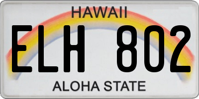 HI license plate ELH802
