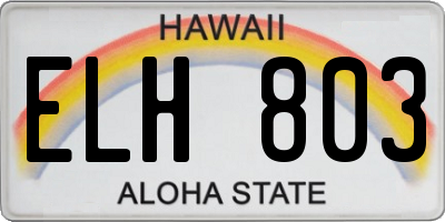 HI license plate ELH803