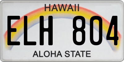 HI license plate ELH804